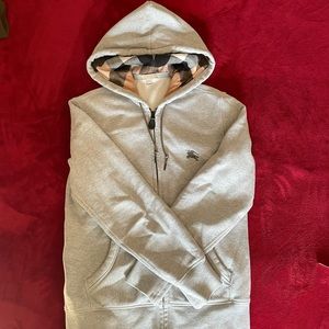 Burberry Mens Medium Grey Zip Up Hoodie